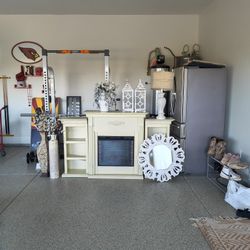 Bedroom Fireplace With Chair And Mirror With Accessories 