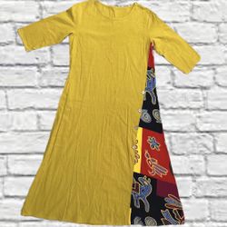 Zanzea Linen Style Maxi Dress Embroidered Mustard Yellow Size Medium Women’s