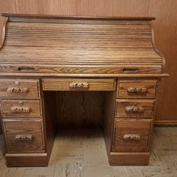 Antique Oak Roll Top Desk