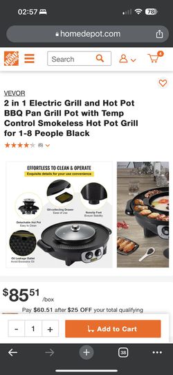VEVOR 2 in 1 Electric Grill and Hot Pot BBQ Pan Grill Pot with Temp Control  Smokeless Hot Pot Grill for 1-8 People Black FTSS2200W110VHHAWV1 - The Home  Depot