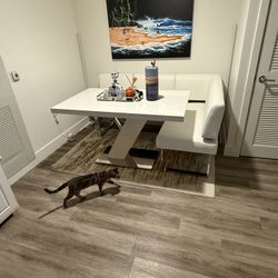 Milan Lillian Modern White Gloss Dining Table with Nook Seating