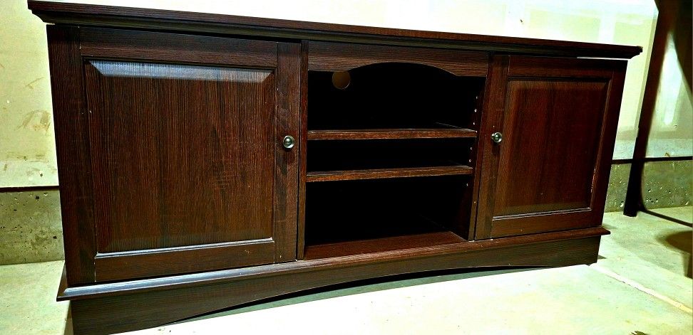 Beautiful, Cabinet Stand With Shelving And Wiring Opening.