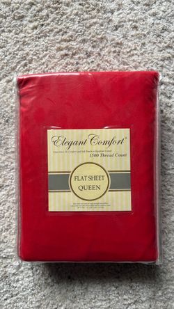 Flat Sheet, Red, Queen, Elegant Comfort