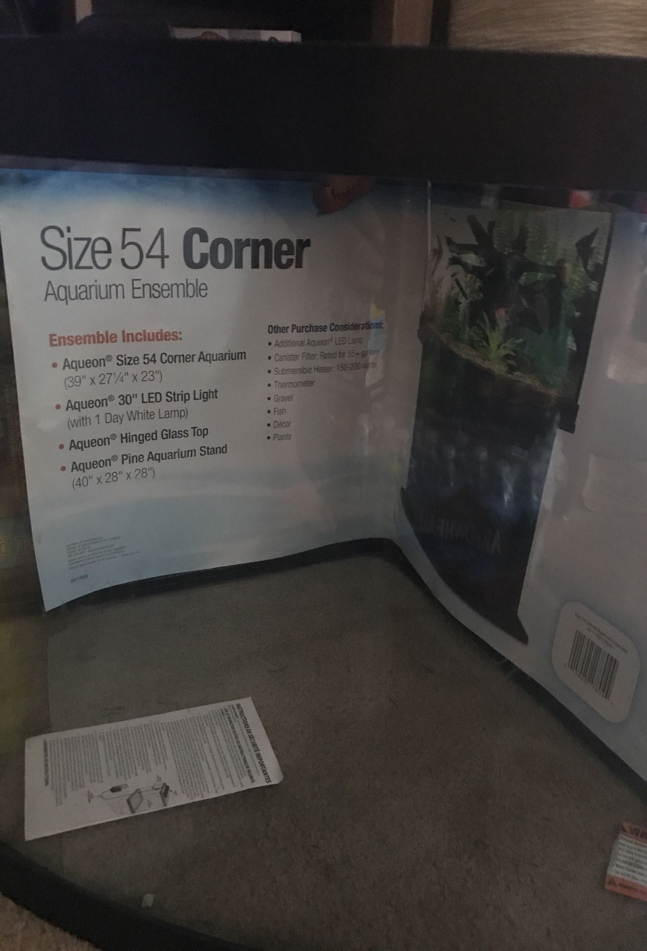 Aquarium: Aqueon 54 gallon corner tank