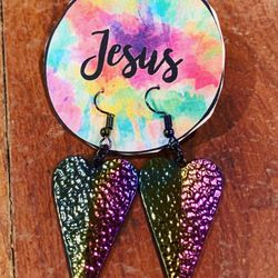   *Rainbow Ornate Heart Earrings*  