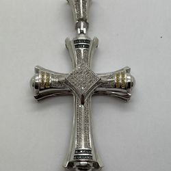 CROSS PENDANT 14KT WHITE GOLD, 1.680ctw NATURAL DIAMOND, 25.8 GRAMS 