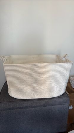 Large White Cotton Rope Storage Basket