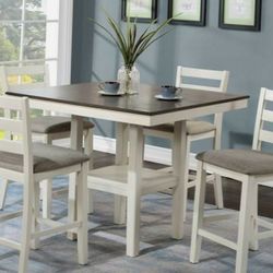 5 Pc Grey and White Counter Height Dining Room Set - New In Box