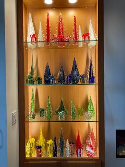 Solid Glass Sculpted Christmas Holiday Trees & Presents $20-$100 Each