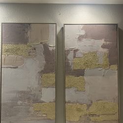 White and gold wall painting ea 40x20