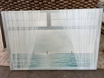 Original Coastal Sailboat Painting – 30x20 Signed Canvas