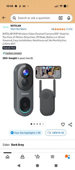 Doorbell Camera Audio Panoramic View No Monthly Costs Plus 2 LA View Indoor/Outdoor Cameras w/ Chargers 