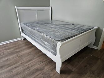 Brand new in box white color queen size bed frame special