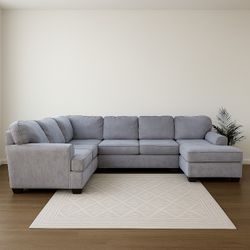 Large Ashley Gray U Shape Sectional Couch Sofa