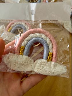 Macrame boho rainbow keychains