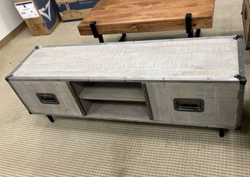 Media Console TV Stand - Industrial Style - Weathered Wood - New