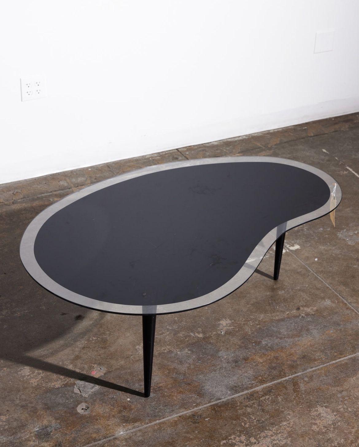 Vintage Amoeba or Kidney Shaped Black and Clear Glass Coffee Table