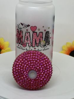 Mama Frosted Glass Can & Bling Lid