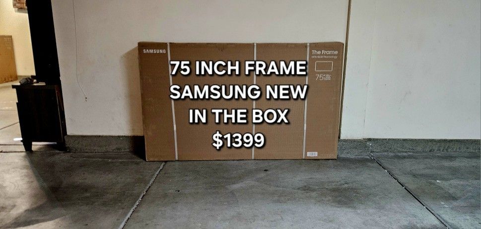 75 Inch Frame Samsung Smart TV 4K UHD Qled with 120 Hz refresh rate. Brand new In the box.