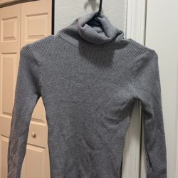 SHEIN Gray Ribbed Turtleneck Sweater