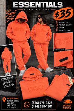 Fear of God Essentials Sweat Set Orange coral