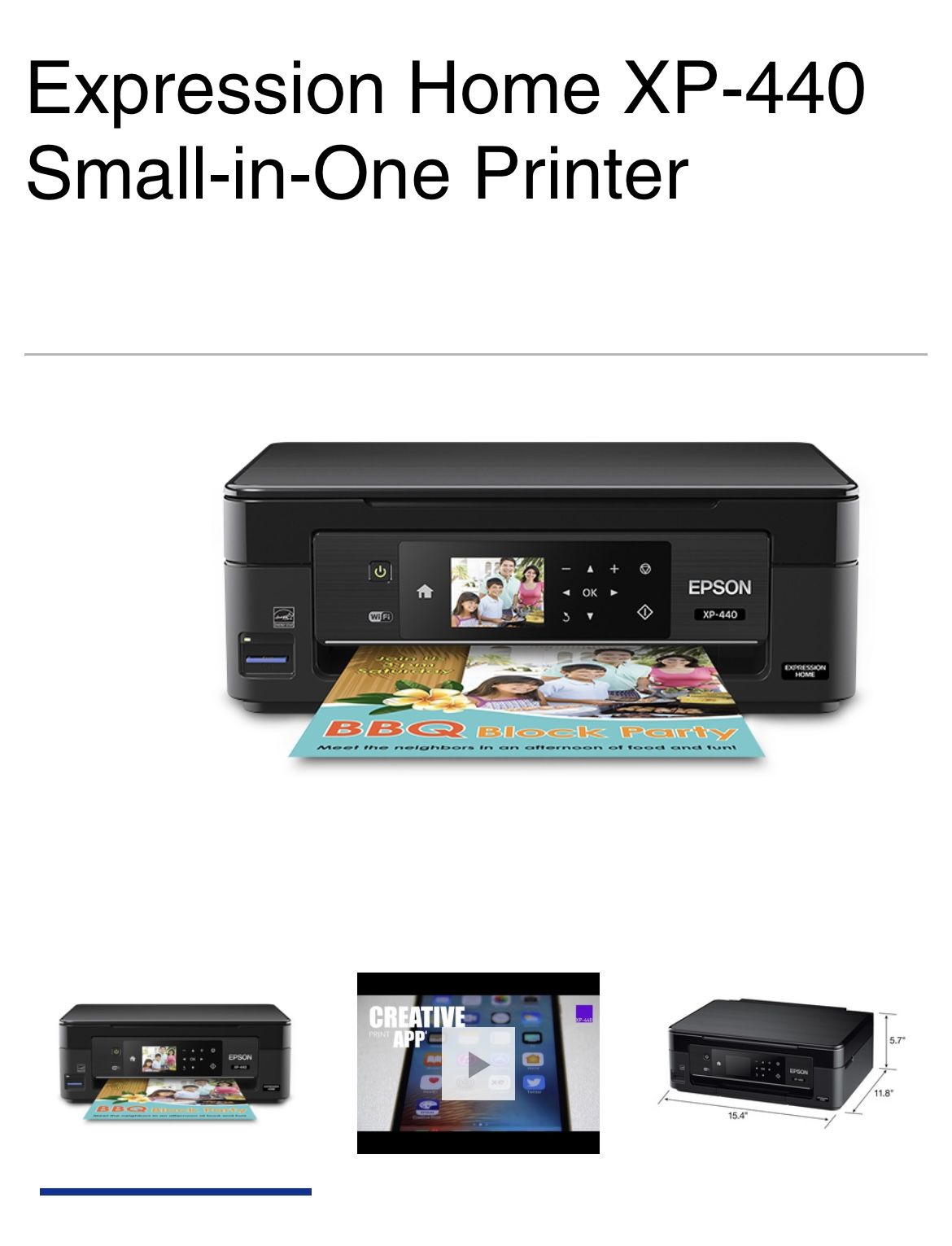 Epson Expression Home XP-440 Wireless Color Photo Printer with Scanner and Copier