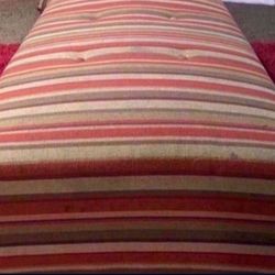 Red Green Tan and Brown Multi-colored Striped Couch Bench