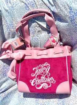 New Pink Juicy Couture Purse Daydreamer Tote Bag NWT Ice Cream Charm Terry Cloth