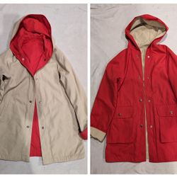 Talbots Reversible  Trench Coat Rain Coat Size SP Tan Red