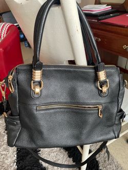 Kattee Top Grain Pebble Black Leather Women Satchel Handbag Purse Shoulder Bag