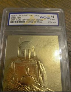1996 Star Wars Darth Vader Edition Boba Fett Limited Edition Card 23kt Gold WCG 10 graded