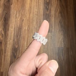 Bust Down Silver Cuban Link Ring 