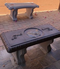 Carved Concrete Bench 