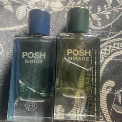 These are bottles of Fragrance World Posh Sirius and Posh Mirage Eau de Parfum.