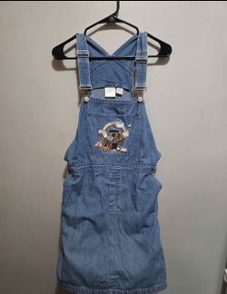 Women's Denim Overalls Skirt Embroidered - Christopher & Banks - 90s/ Y2K- Medium