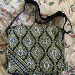 RETIRED Vera Bradley Cambridge Messenger Bag Green Blue EXCELLENT CONDITION