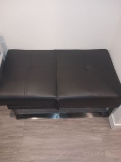 Modern Black Faux Leather Futon Sofa Bed