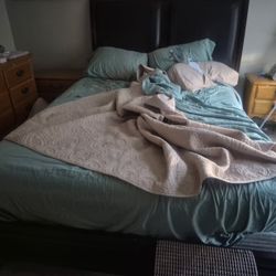 FREE King Size Bed Frame (heavy Wood) With Queen Headboard