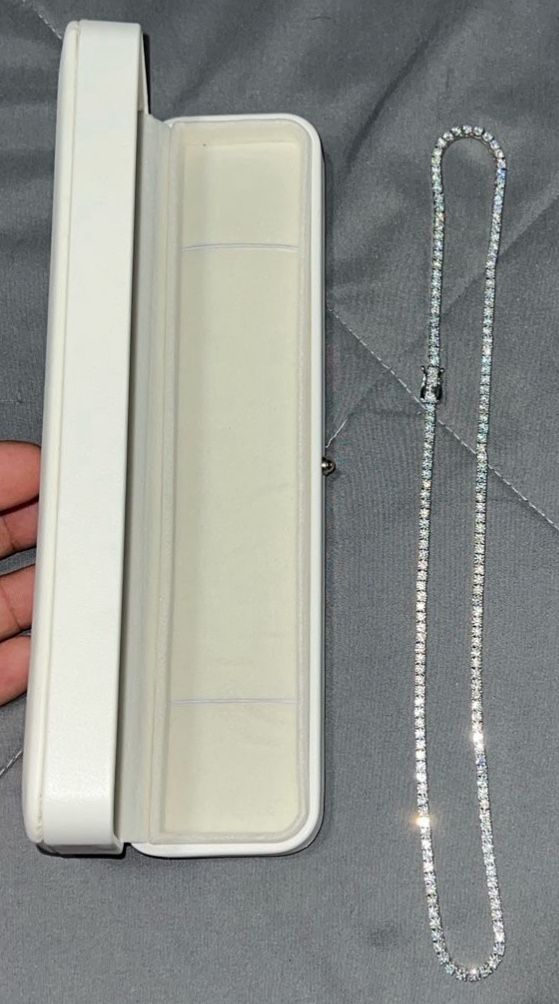 New Moissanite 925 Silver Tennis Chain 3mm 22”