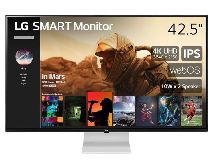 LG Smart Monitor (43SQ700S) -43-Inch 4K UHD(3840x2160) IPS Display, webOS Smart Monitor, ThinQ Home, Magic Remote, USB Type-C, 2X Stereo Speakers, Air