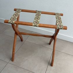 Vintage Folding Scheibe Would Luggage Rack With Tapestry Straps
