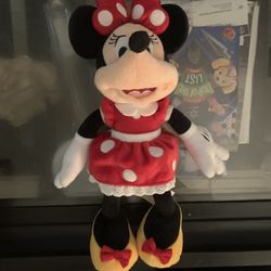 Walt Disney World Parks MINNIE MOUSE Red Polka Dot Dress Plush Toy Doll 12”
