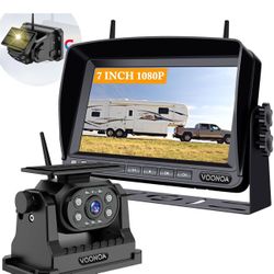 Wireless Magnetic Backup Camera, 9600mAh Battery Powered Rechargeable Waterproof HD Solar Back Up Rear View Bluetooth Hitch Camera with 7 Inch 1080P M