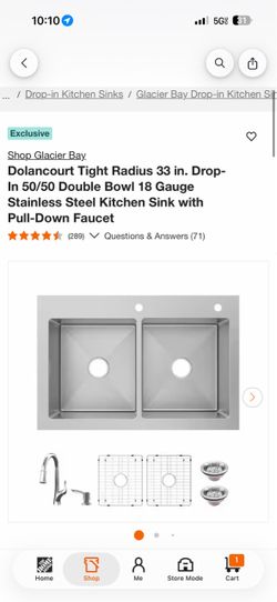 Dolancourt Tight Radius 33 in. Drop-In 50/50 Double Bowl 18 Gauge Stainless Steel Kitchen Sink with Pull-Down Faucet