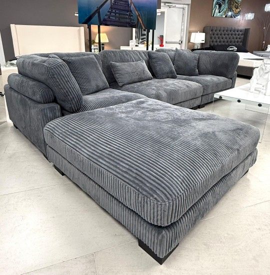 Extra Large Sectional Sofa Grey 🛋 😄 135x90 Modular 4 Segments 