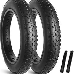 Hycline 2 Pack Fat Tires: 20/26x4.0 Inch Folding Replacement Electric Fat Bike Tires Compatible Wide Mountain Snow Bike with Tire Levers