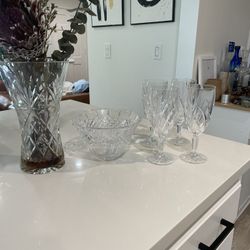 Antique Glasses, Vase And Bowl 