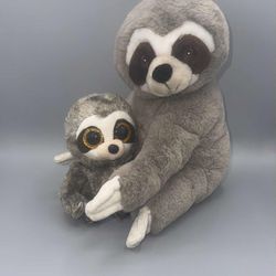 Adorable Gray Sloth Plush Set
