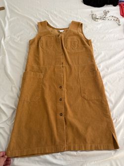 The Vermont store  Mustard Corduroy Sleeveless Button-Front women’s large Dress $20