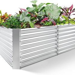 8×4×2 ft Galvanized Raised Garden Bed Kit, Galvanized Planter Raised Garden Boxes Outdoor, Large Metal Raised Garden Beds for Vegetables.